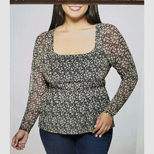 Daisy & Delilah Mesh Square Neck Top Size 3X